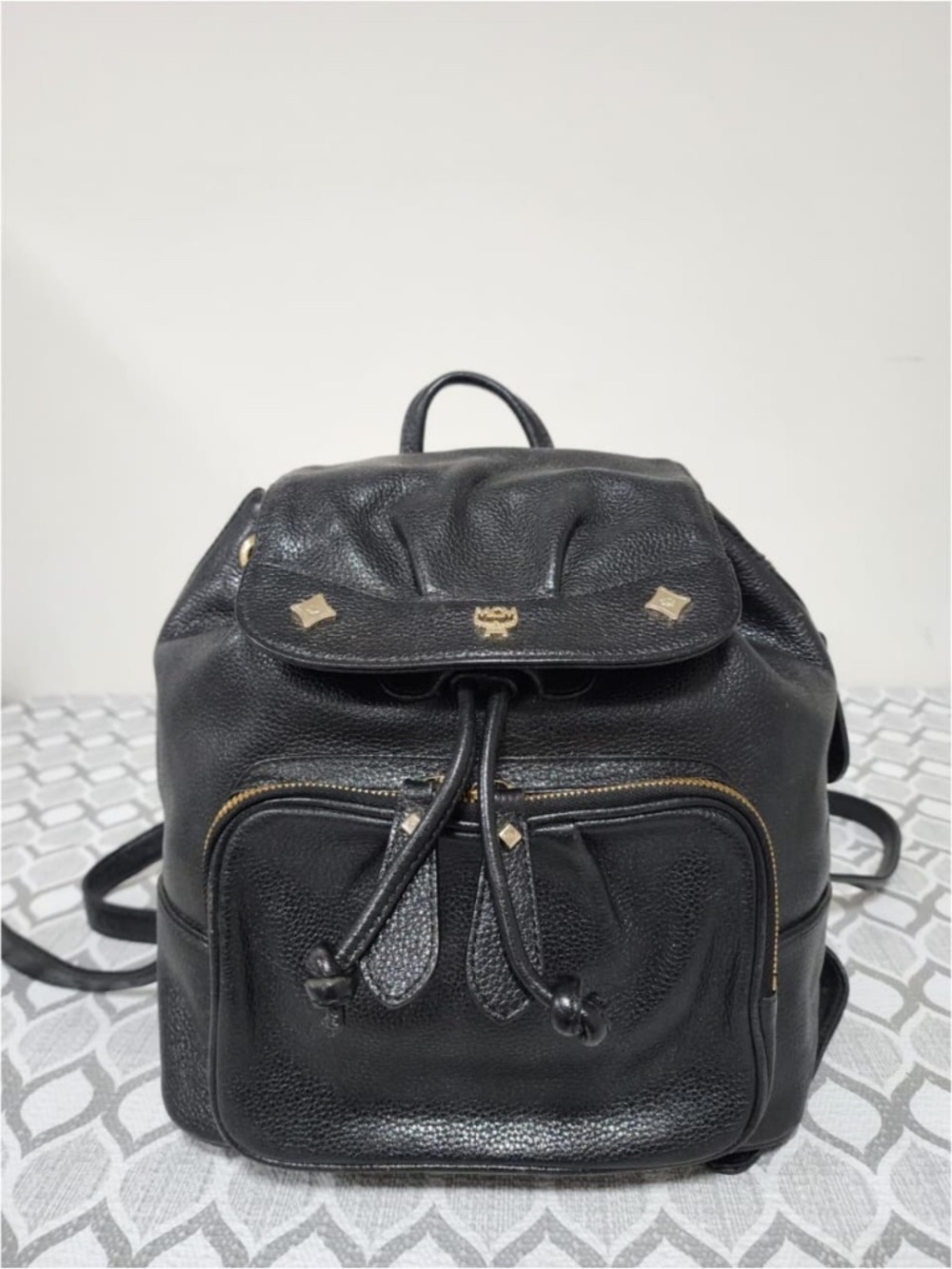 Authentic MCM Vintage Leather Backpack Black
